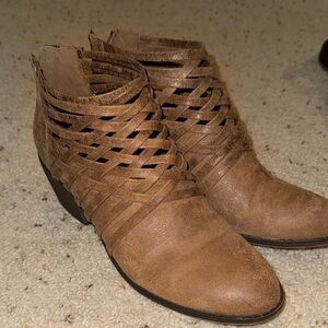 Fergalicious Woven Brown Ankle Booties